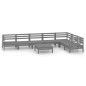 vidaXL Juego de muebles de jardín 8 piezas madera maciza de pino gris
