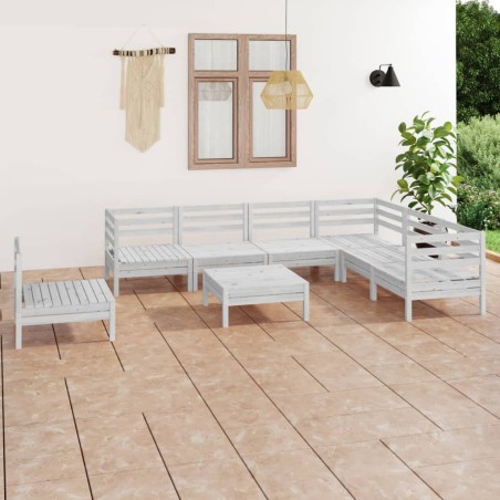 vidaXL Juego de muebles de jardín 8 piezas madera maciza pino blanco