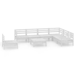 vidaXL Juego de muebles de jardín 8 piezas madera maciza pino blanco