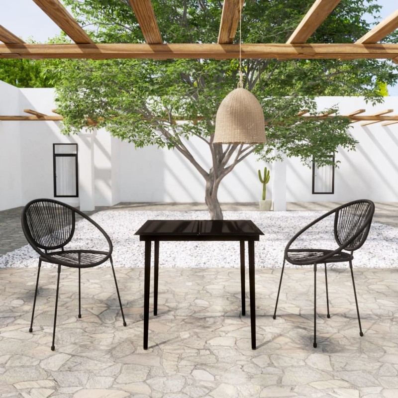 vidaXL Juego de comedor para jardín 3 piezas negro vidaXL Juego de comedor para jardín 3 piezas negro