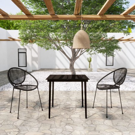 vidaXL Juego de comedor para jardín 3 piezas negro