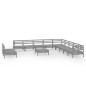 vidaXL Juego de muebles de jardín 12 piezas madera maciza de pino gris vidaXL Juego de muebles de jardín 12 piezas madera maciza de pino gris