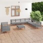 vidaXL Juego de muebles de jardín 10 piezas madera maciza de pino gris vidaXL Juego de muebles de jardín 10 piezas madera maciza de pino gris