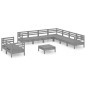 vidaXL Juego de muebles de jardín 10 piezas madera maciza de pino gris vidaXL Juego de muebles de jardín 10 piezas madera maciza de pino gris