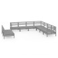 vidaXL Juego de muebles de jardín 9 piezas madera maciza de pino gris vidaXL Juego de muebles de jardín 9 piezas madera maciza de pino gris