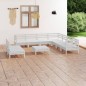 vidaXL Juego de muebles de jardín 10 piezas madera maciza pino blanco vidaXL Juego de muebles de jardín 10 piezas madera maciza pino blanco