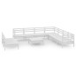 vidaXL Juego de muebles de jardín 10 piezas madera maciza pino blanco vidaXL Juego de muebles de jardín 10 piezas madera maciza pino blanco