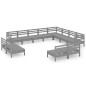 vidaXL Juego de muebles de jardín 12 piezas madera maciza de pino gris