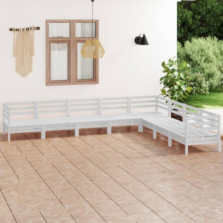 vidaXL Juego de muebles de jardín 8 piezas madera maciza pino blanco