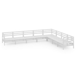 vidaXL Juego de muebles de jardín 8 piezas madera maciza pino blanco