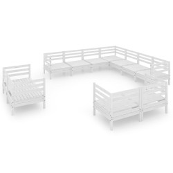 vidaXL Juego de muebles de jardín 11 piezas madera maciza pino blanco