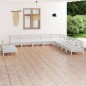 vidaXL Juego de muebles de jardín 11 piezas madera maciza pino blanco vidaXL Juego de muebles de jardín 11 piezas madera maciza pino blanco
