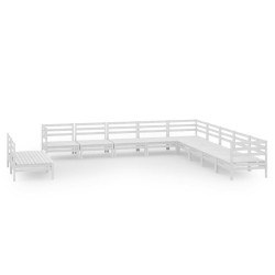 vidaXL Juego de muebles de jardín 11 piezas madera maciza pino blanco