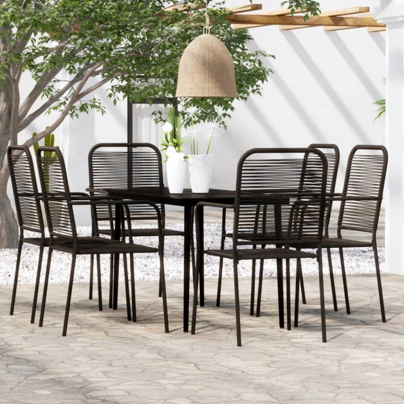 vidaXL Juego de comedor de jardín 7 piezas negro vidaXL Juego de comedor de jardín 7 piezas negro