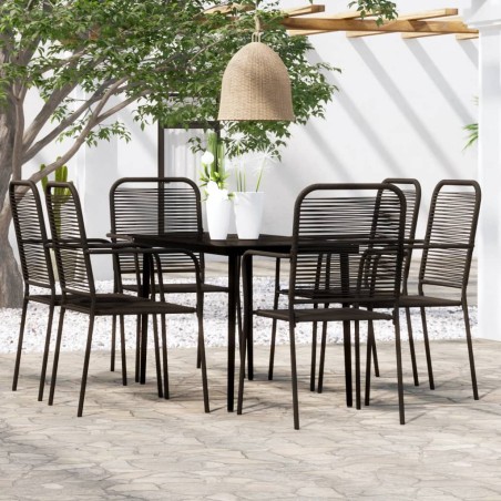 vidaXL Juego de comedor de jardín 7 piezas negro