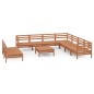 vidaXL Juego muebles de jardín 10 pzas madera maciza pino marrón miel vidaXL Juego muebles de jardín 10 pzas madera maciza pino marrón miel