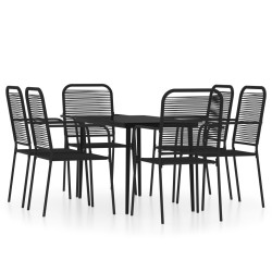 vidaXL Juego de comedor de jardín 7 piezas negro