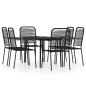 vidaXL Juego de comedor de jardín 7 piezas negro vidaXL Juego de comedor de jardín 7 piezas negro