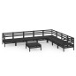 vidaXL Juego de muebles de jardín 9 pzas madera maciza de pino negro