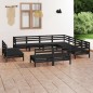 vidaXL Juego de muebles de jardín 11 pzas madera maciza de pino negro vidaXL Juego de muebles de jardín 11 pzas madera maciza de pino negro