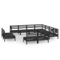 vidaXL Juego de muebles de jardín 11 pzas madera maciza de pino negro vidaXL Juego de muebles de jardín 11 pzas madera maciza de pino negro