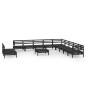 vidaXL Juego de muebles de jardín 12 pzas madera maciza de pino negro
