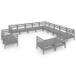 vidaXL Juego de muebles de jardín 13 piezas madera maciza de pino gris