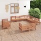vidaXL Juego muebles de jardín 11 pzas madera maciza pino marrón miel vidaXL Juego muebles de jardín 11 pzas madera maciza pino marrón miel