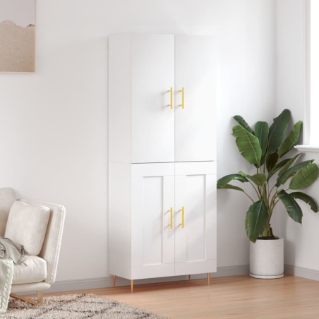 vidaXL Aparador alto madera contrachapada blanco brillo 69,5x34x180 cm