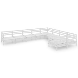 vidaXL Juego de muebles de jardín 9 piezas madera maciza pino blanco