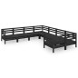 vidaXL Juego de muebles de jardín 8 pzas madera maciza de pino negro