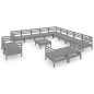 vidaXL Juego de muebles de jardín 14 piezas madera maciza de pino gris