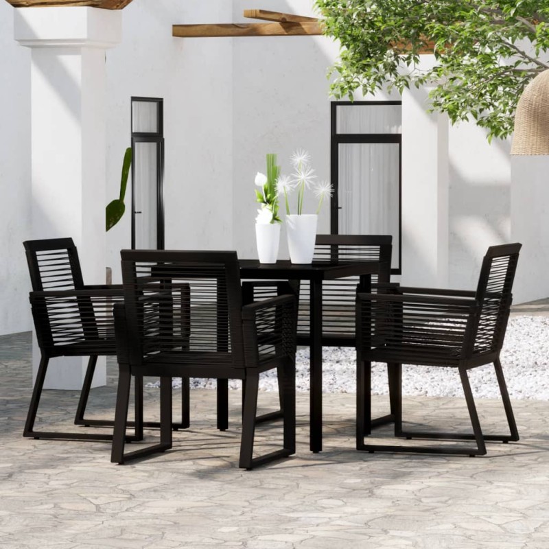 vidaXL Juego de comedor de jardín 5 piezas negro