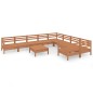 vidaXL Juego muebles de jardín 10 pzas madera maciza pino marrón miel vidaXL Juego muebles de jardín 10 pzas madera maciza pino marrón miel