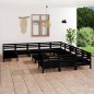 vidaXL Juego de muebles de jardín 13 pzas madera de pino maciza negro