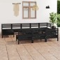 vidaXL Juego de muebles de jardín 11 pzas madera maciza de pino negro