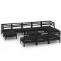 vidaXL Juego de muebles de jardín 11 pzas madera maciza de pino negro