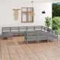 vidaXL Juego de muebles de jardín 11 piezas madera maciza de pino gris vidaXL Juego de muebles de jardín 11 piezas madera maciza de pino gris