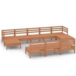 vidaXL Set de muebles de jardín 10 pzas madera maciza pino marrón miel