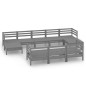 vidaXL Juego de muebles de jardín 10 piezas madera maciza de pino gris
