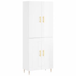 vidaXL Aparador alto madera contrachapada blanco brillo 69,5x34x180 cm