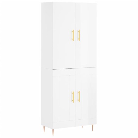 vidaXL Aparador alto madera contrachapada blanco brillo 69,5x34x180 cm
