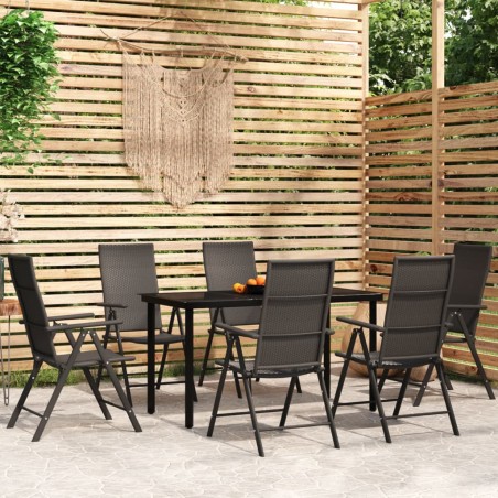 vidaXL Juego de comedor para jardín 7 piezas negro