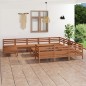 vidaXL Juego muebles de jardín 12 pzas madera maciza pino marrón miel vidaXL Juego muebles de jardín 12 pzas madera maciza pino marrón miel