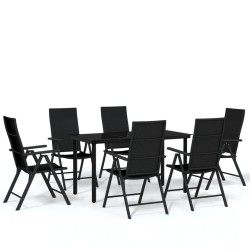 vidaXL Juego de comedor para jardín 7 piezas negro