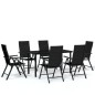 vidaXL Juego de comedor para jardín 7 piezas negro vidaXL Juego de comedor para jardín 7 piezas negro