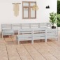 vidaXL Juego de muebles de jardín 10 piezas madera maciza pino blanco vidaXL Juego de muebles de jardín 10 piezas madera maciza pino blanco