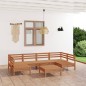 vidaXL Juego muebles de jardín 7 piezas madera maciza pino marrón miel vidaXL Juego muebles de jardín 7 piezas madera maciza pino marrón miel