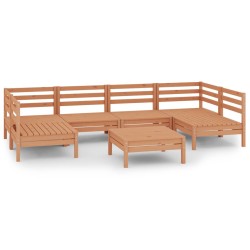 vidaXL Juego muebles de jardín 7 piezas madera maciza pino marrón miel