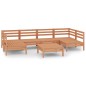vidaXL Juego muebles de jardín 7 piezas madera maciza pino marrón miel vidaXL Juego muebles de jardín 7 piezas madera maciza pino marrón miel